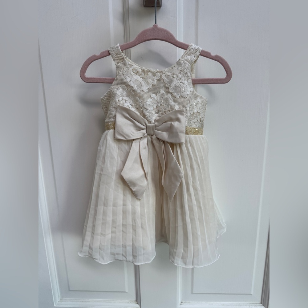NWOT Sweet Heart Rose 6-9M Formal Girls Cream & Gold Tank Top Holiday Dress